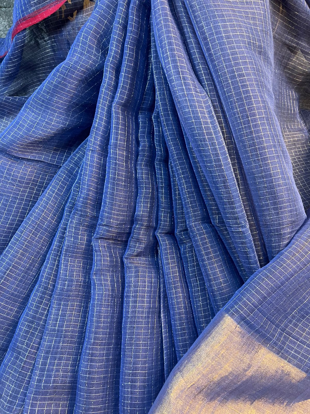 ROYAL BLUE MUL TISSUE PURE HANDLOOM SAREE