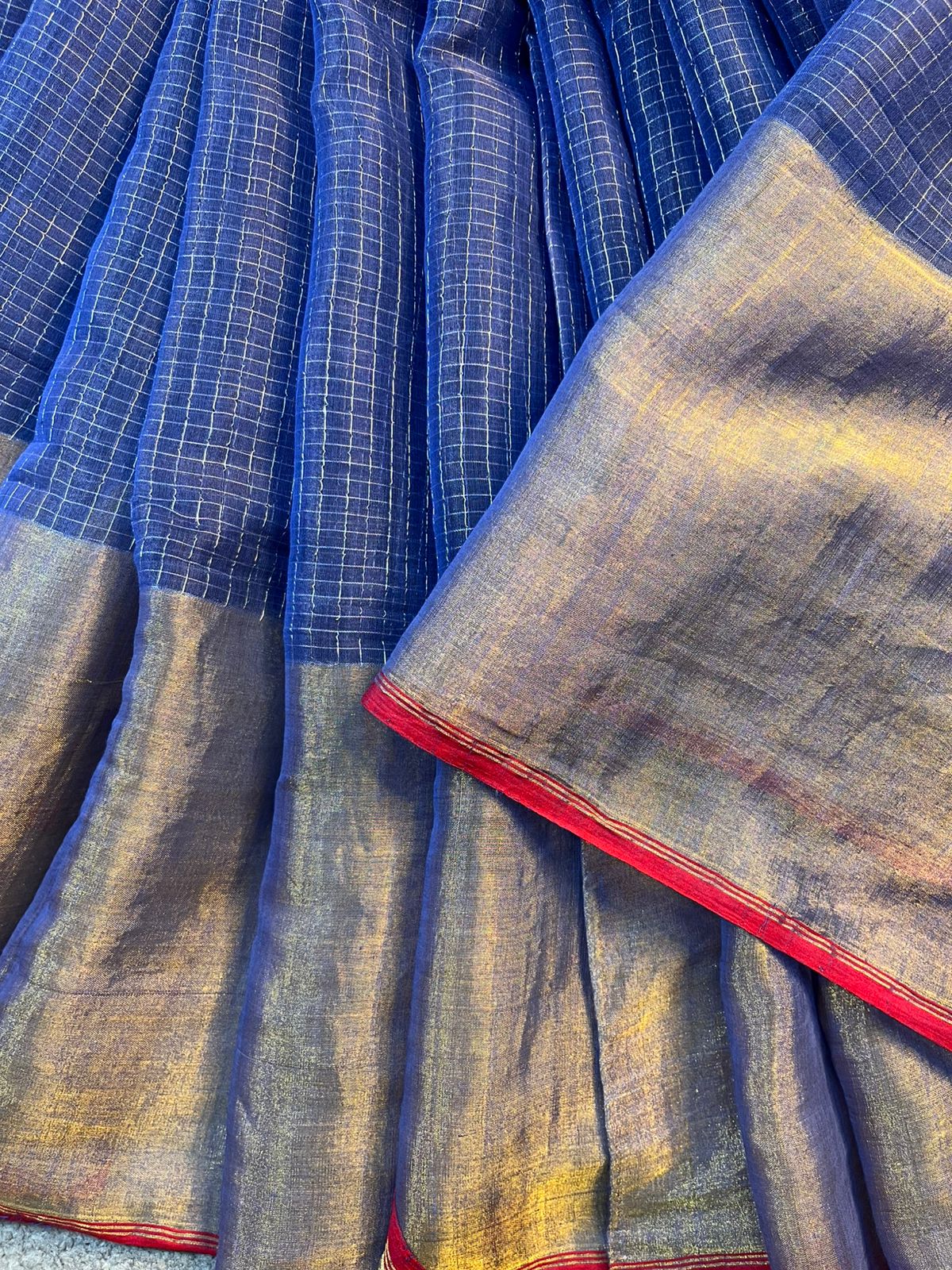 ROYAL BLUE MUL TISSUE PURE HANDLOOM SAREE