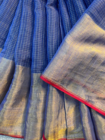 ROYAL BLUE MUL TISSUE PURE HANDLOOM SAREE