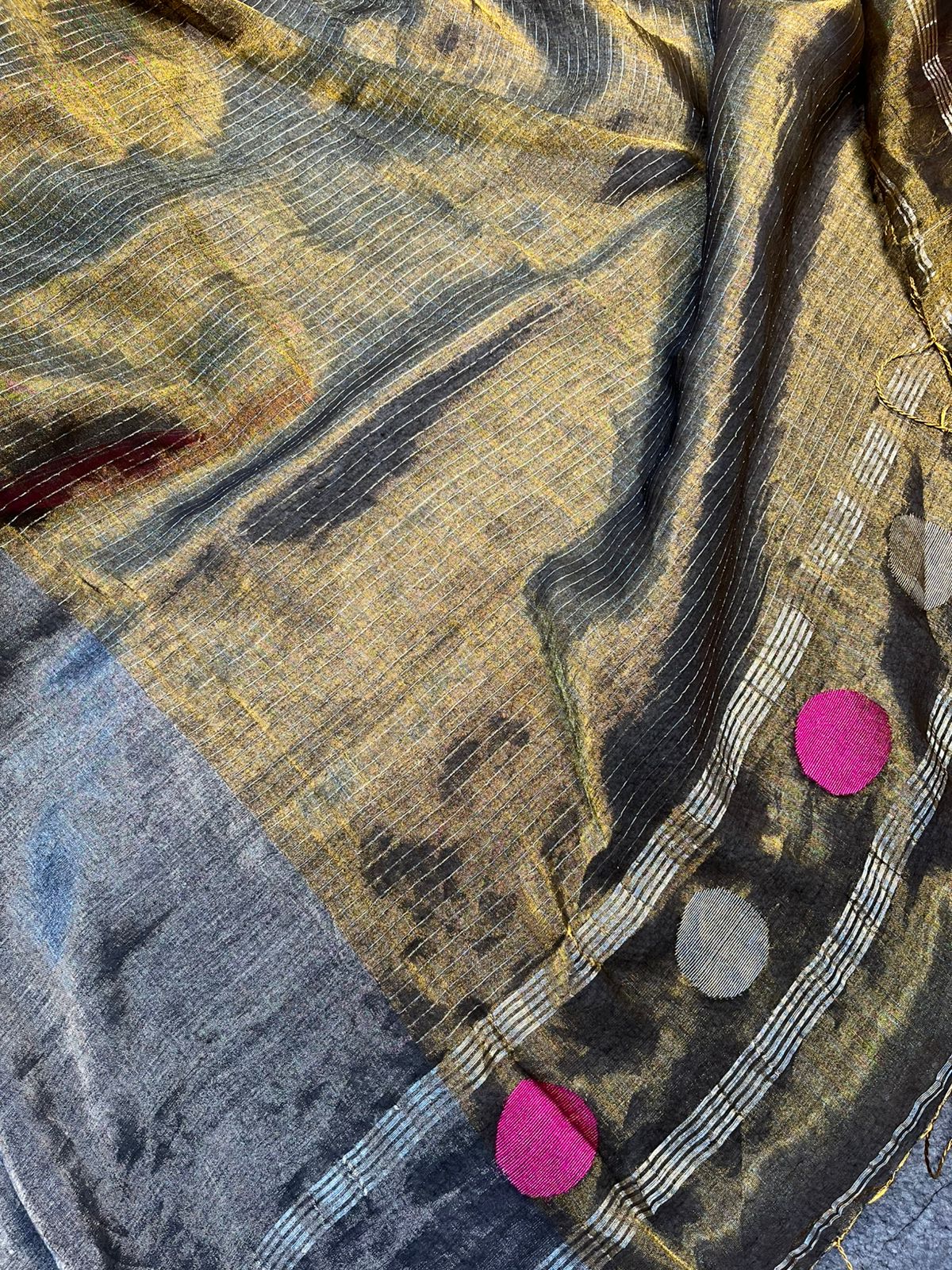 COPPER GOLD MUL TISSUE PURE HANDLOOM SAREE