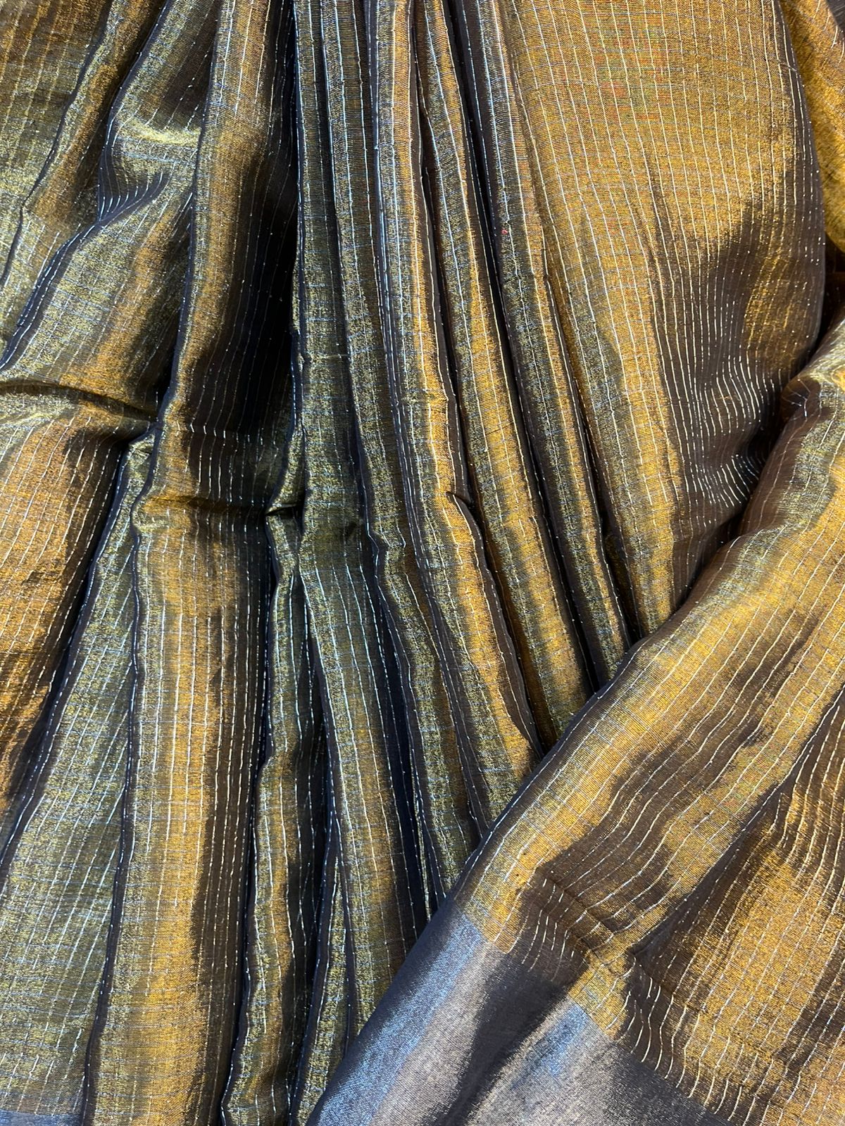 COPPER GOLD MUL TISSUE PURE HANDLOOM SAREE