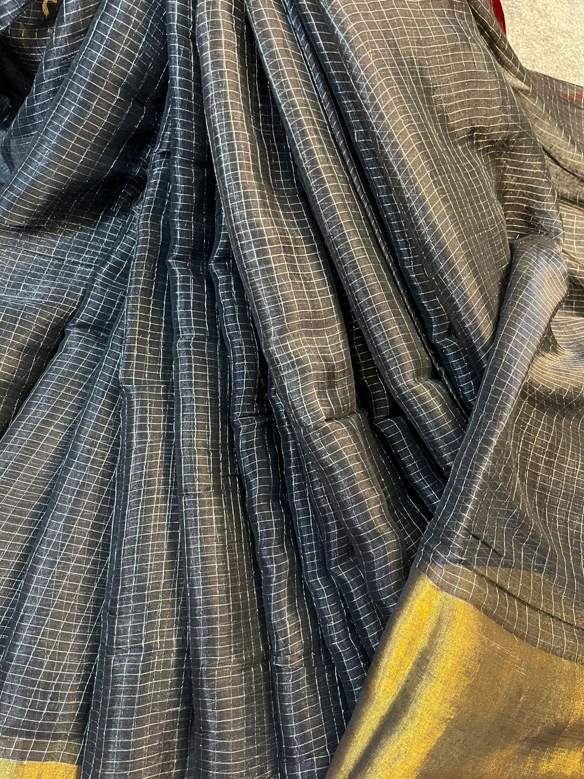 BLACK MUL TISSUE PURE HANDLOOM SAREE