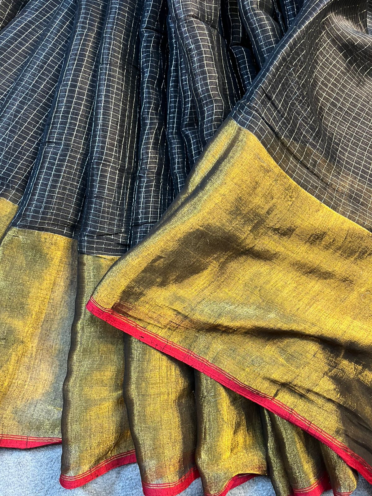 BLACK MUL TISSUE PURE HANDLOOM SAREE