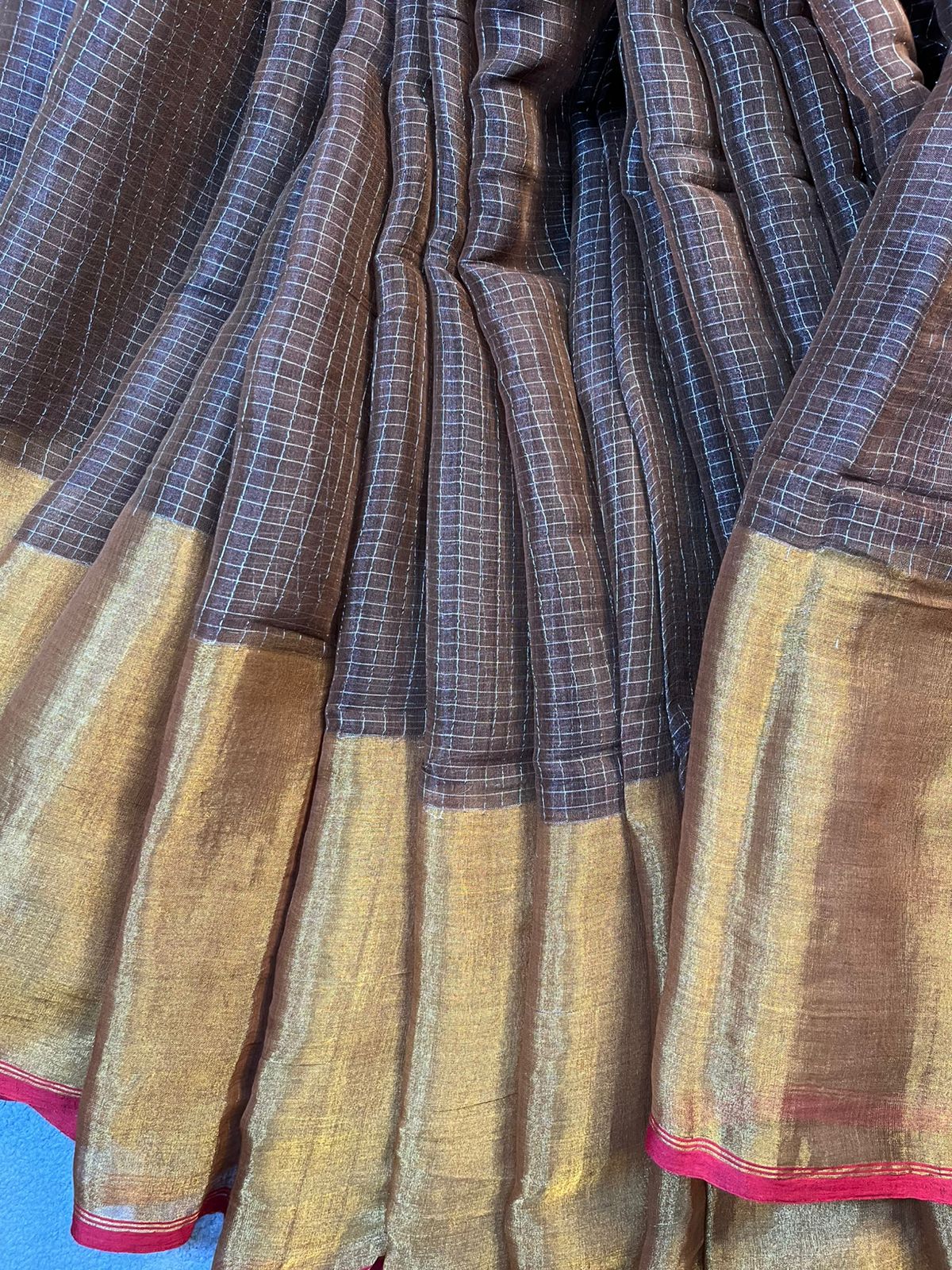 BROWN MUL TISSUE PURE HANDLOOM SAREE
