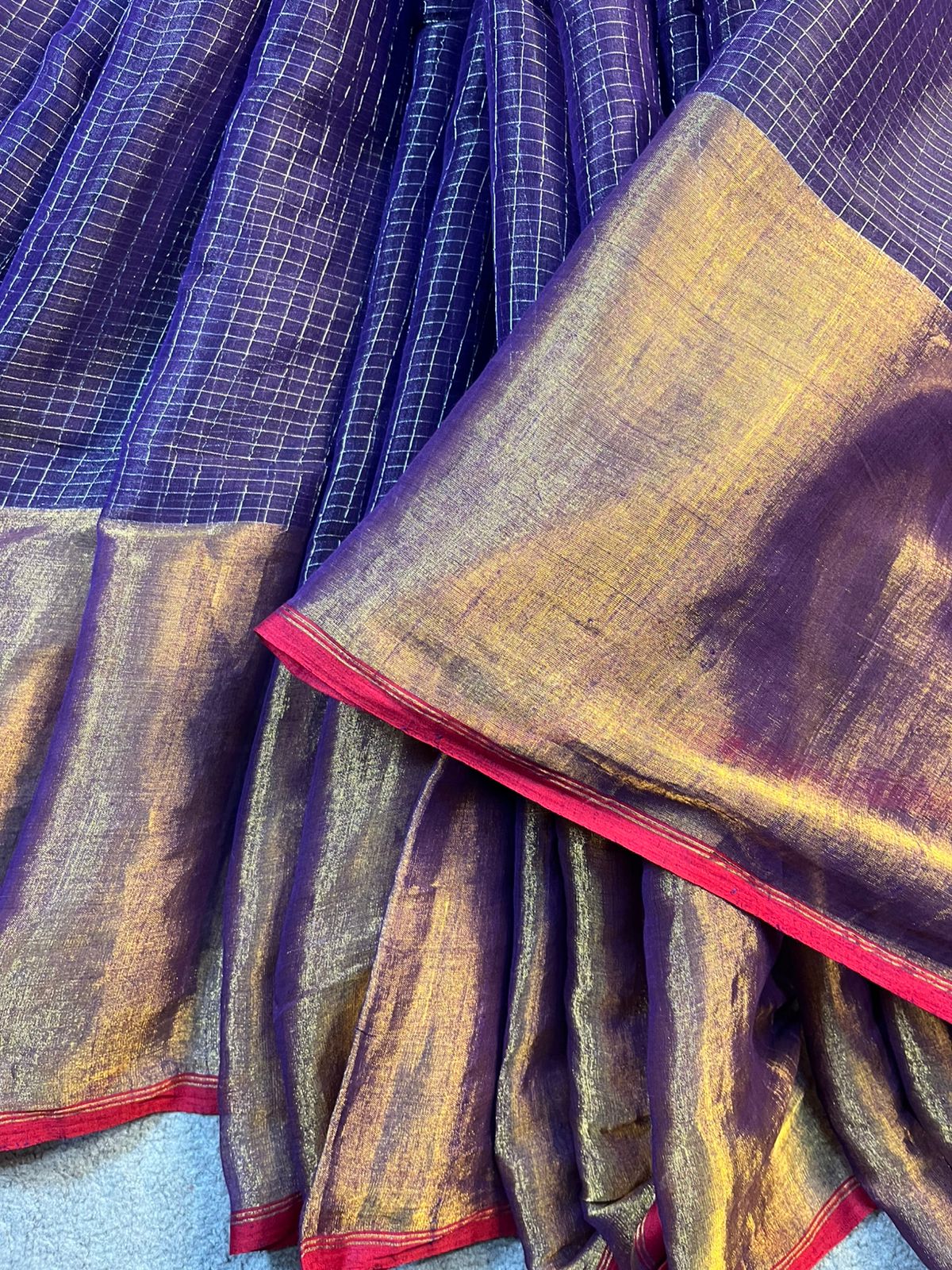 INDIGO PURPLE MUL TISSUE PURE HANDLOOM SAREE