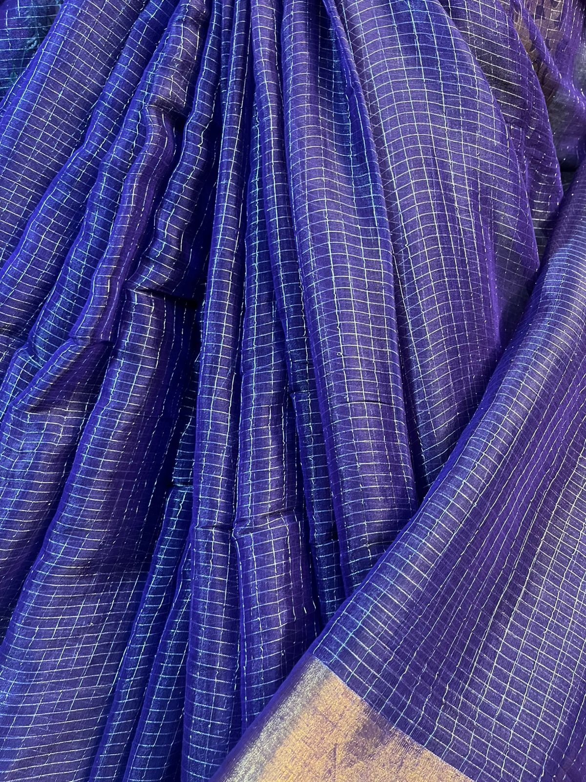 INDIGO PURPLE MUL TISSUE PURE HANDLOOM SAREE