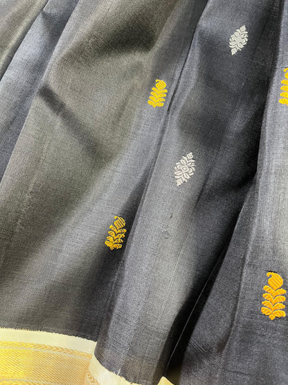 BLACK  PURE HANDLOOM  KANJIVARAM SILK SAREE