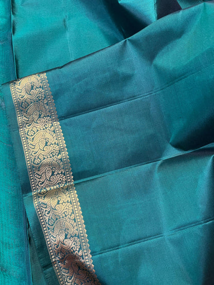 MEHENDI GREEN PURE HANDLOOM MUBBAGAM KANJIVARAM SILK SAREE