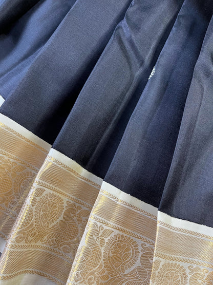 BLACK  PURE HANDLOOM  KANJIVARAM SILK SAREE