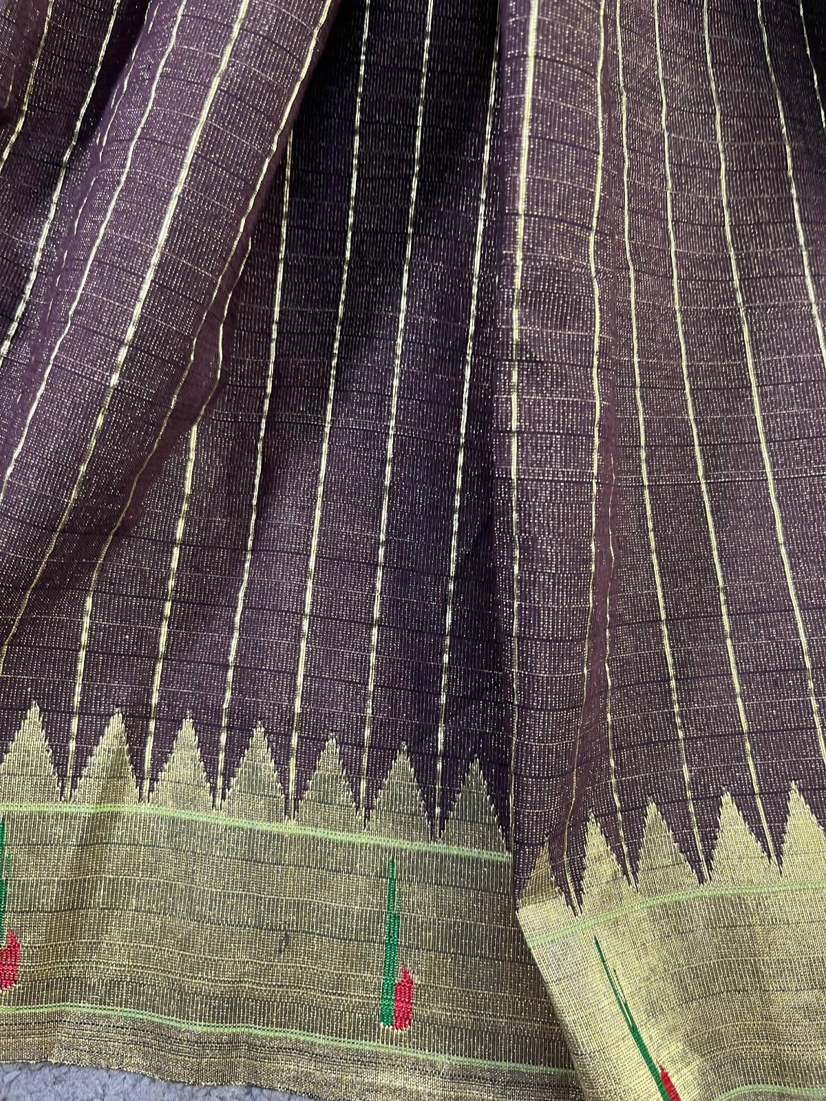 BROWN COTTON TISSUE PURE HANDLOOM PAITHANI DUPATTA