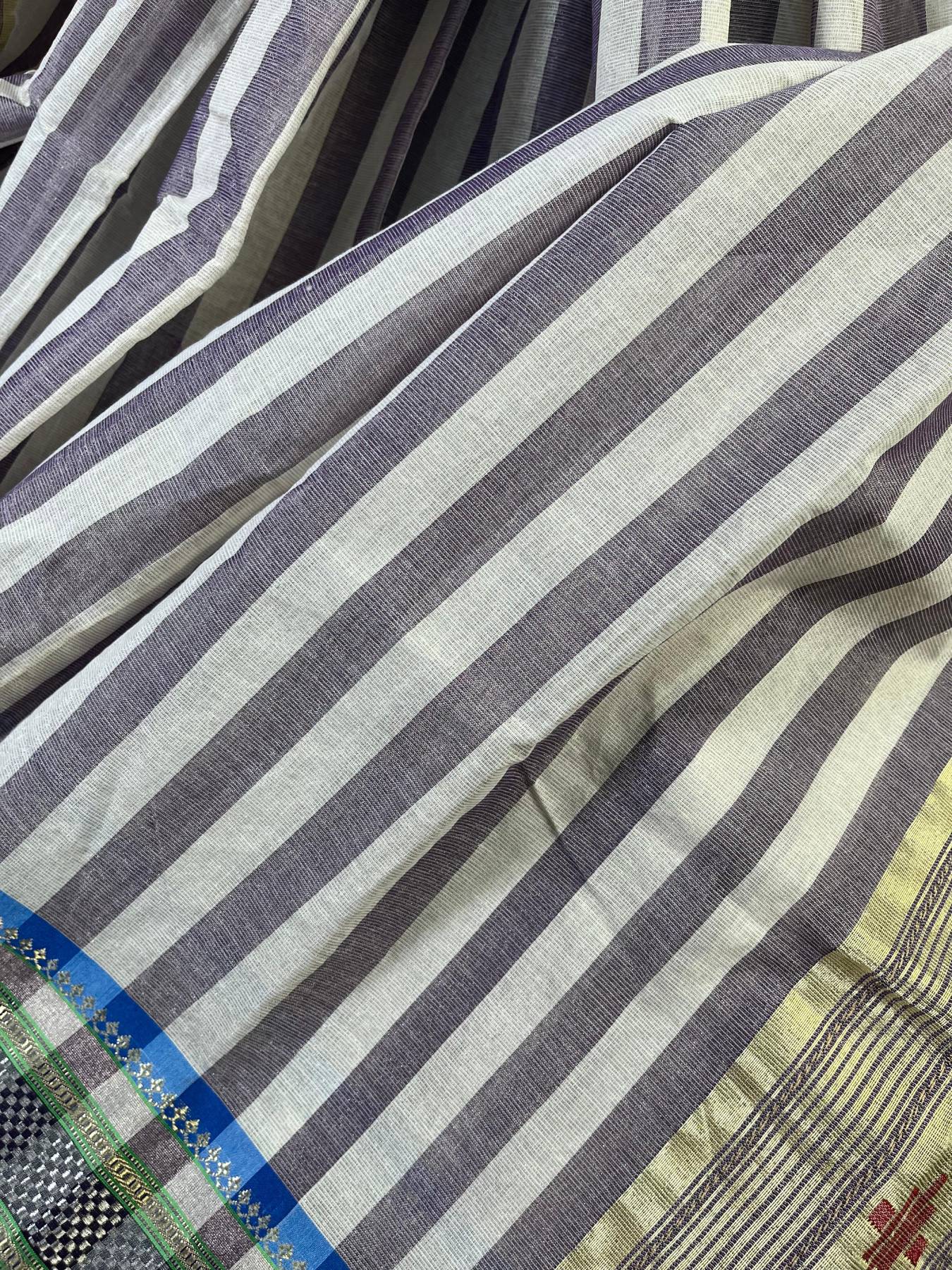 PURPLE COTTON TISSUE PURE HANDLOOM PAITHANI DUPATTA