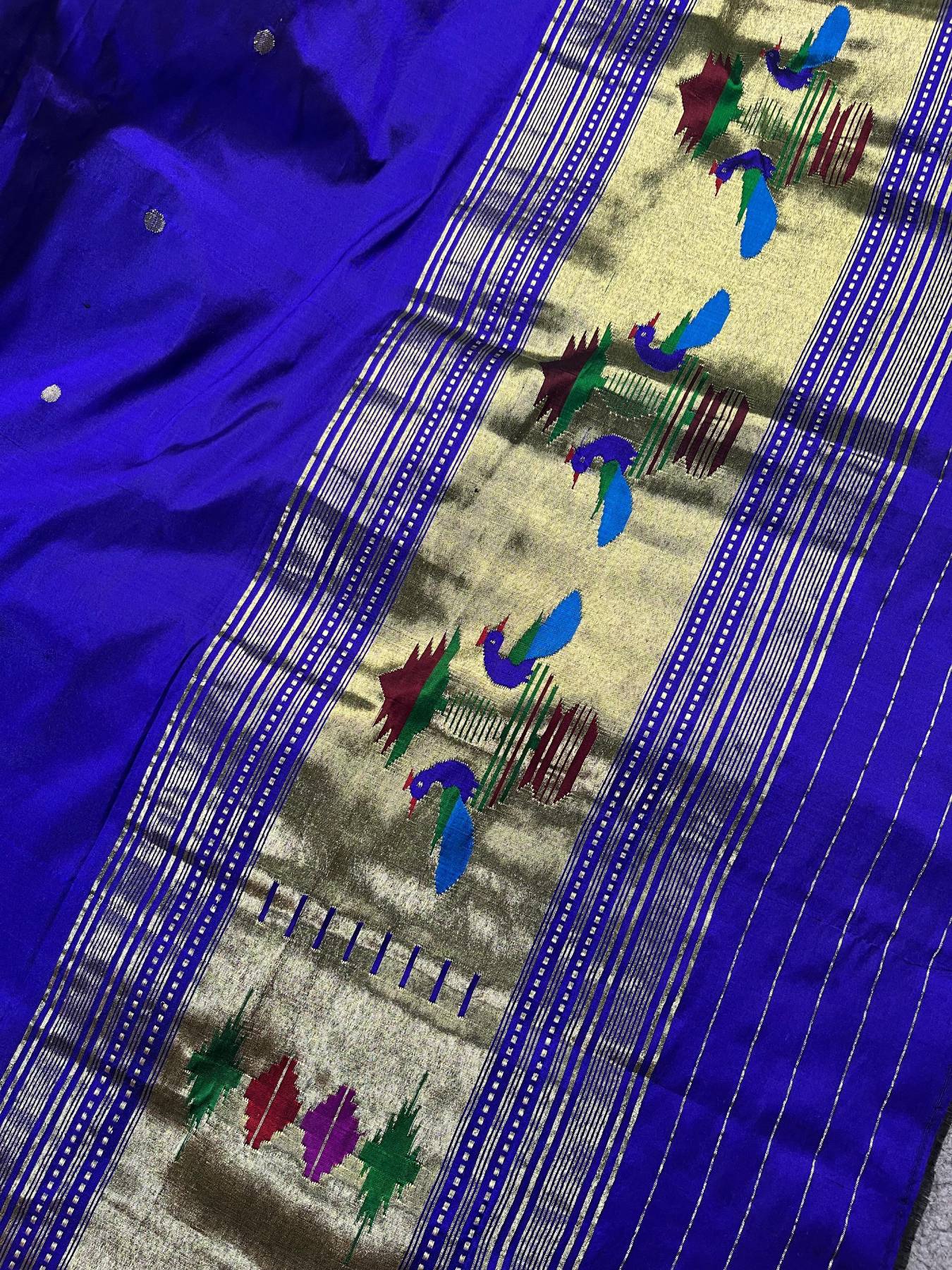 ROYAL BLUE SILK PURE HANDLOOM PAITHANI DUPATTA