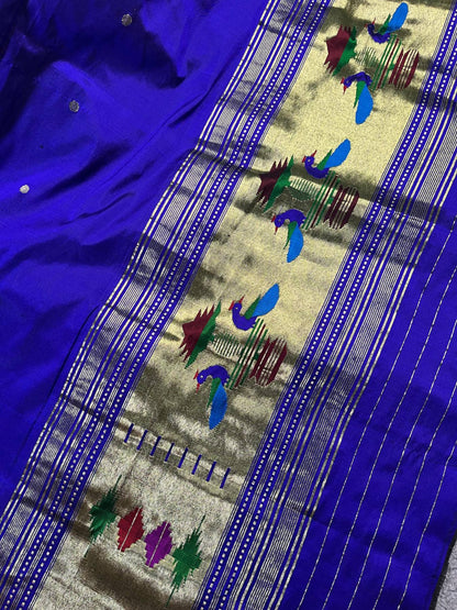 ROYAL BLUE SILK PURE HANDLOOM PAITHANI DUPATTA