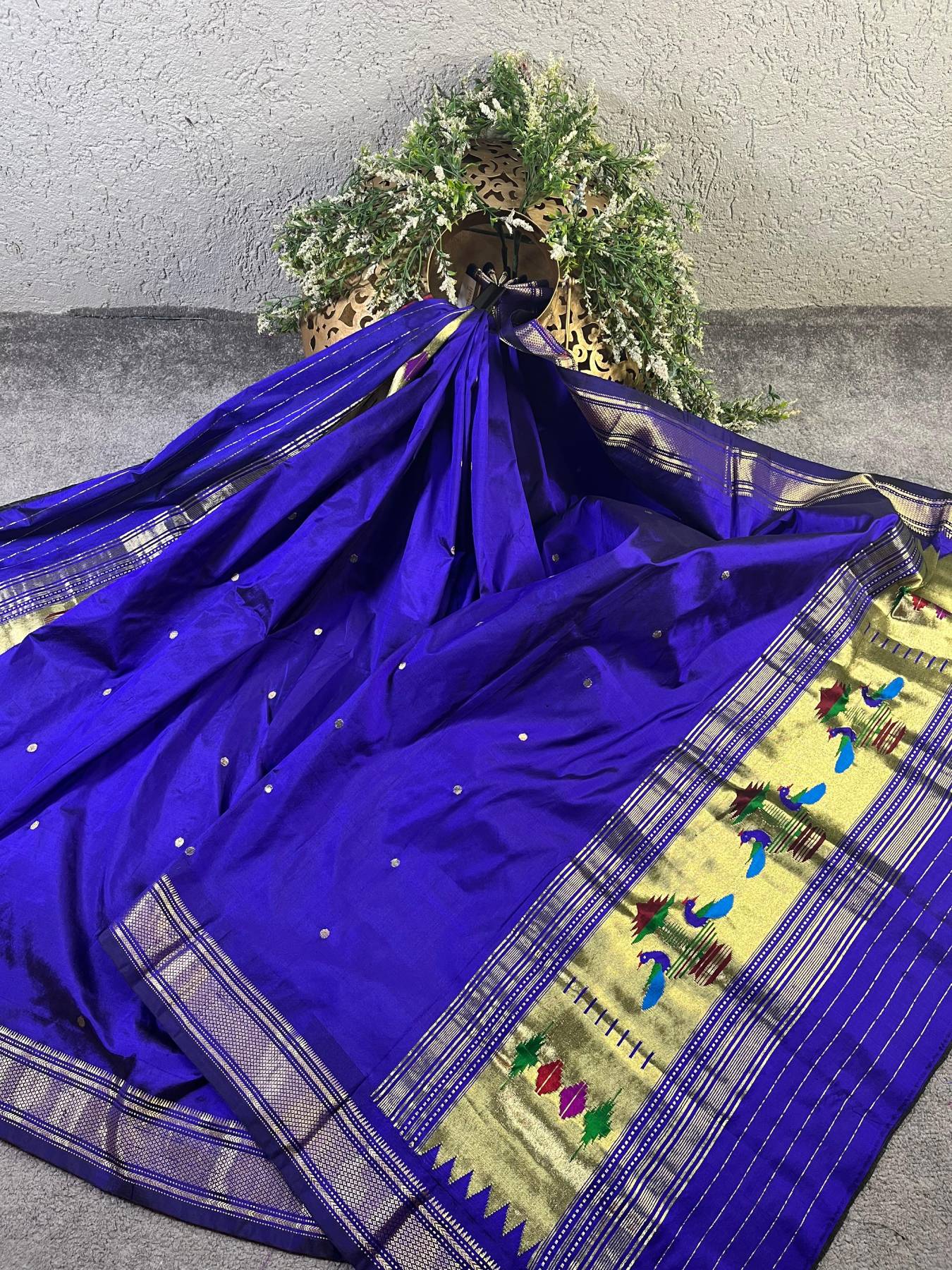 ROYAL BLUE SILK PURE HANDLOOM PAITHANI DUPATTA