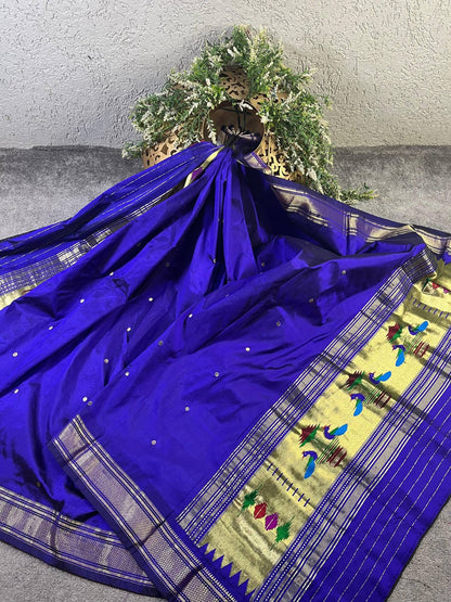ROYAL BLUE SILK PURE HANDLOOM PAITHANI DUPATTA