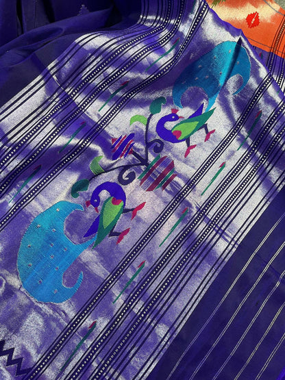 PURPLE SILK PURE HANDLOOM PAITHANI DUPATTA