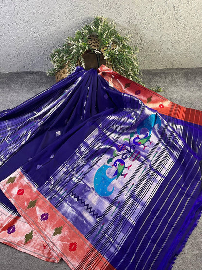 PURPLE SILK PURE HANDLOOM PAITHANI DUPATTA