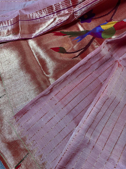 PINK SILK PURE HANDLOOM PAITHANI DUPATTA