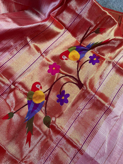 PINK SILK PURE HANDLOOM PAITHANI DUPATTA