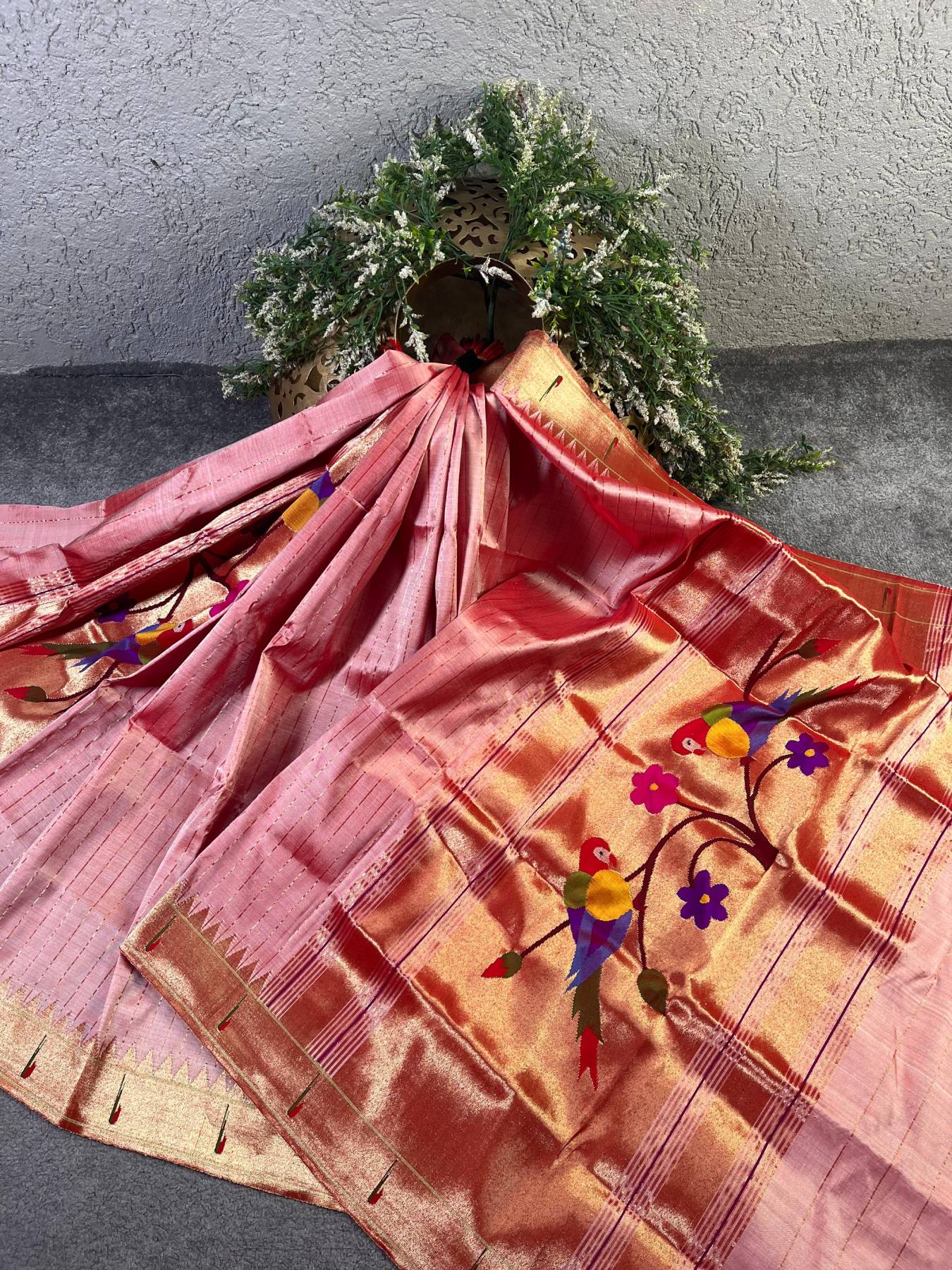 PINK SILK PURE HANDLOOM PAITHANI DUPATTA