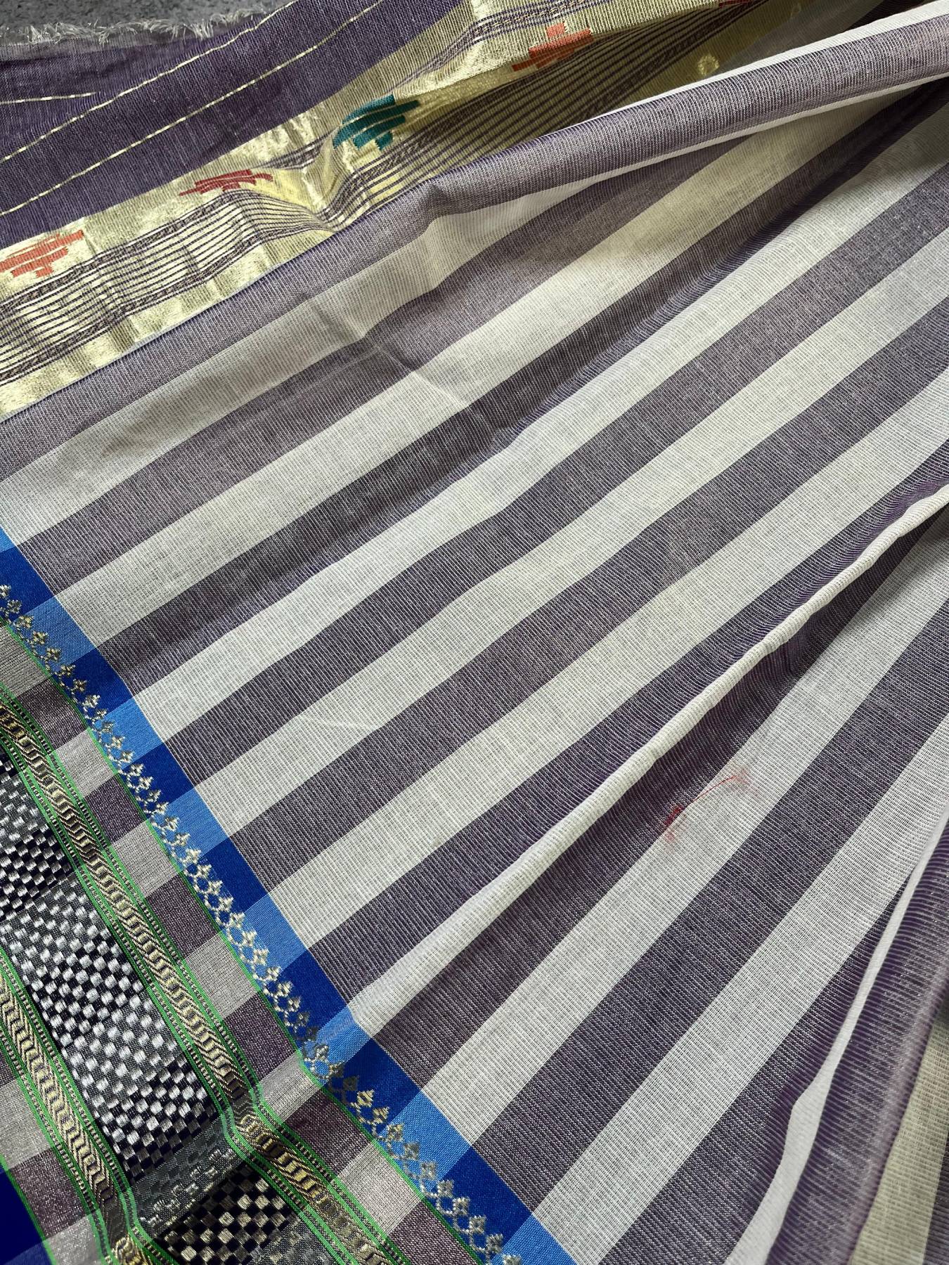 PURPLE COTTON TISSUE PURE HANDLOOM PAITHANI DUPATTA