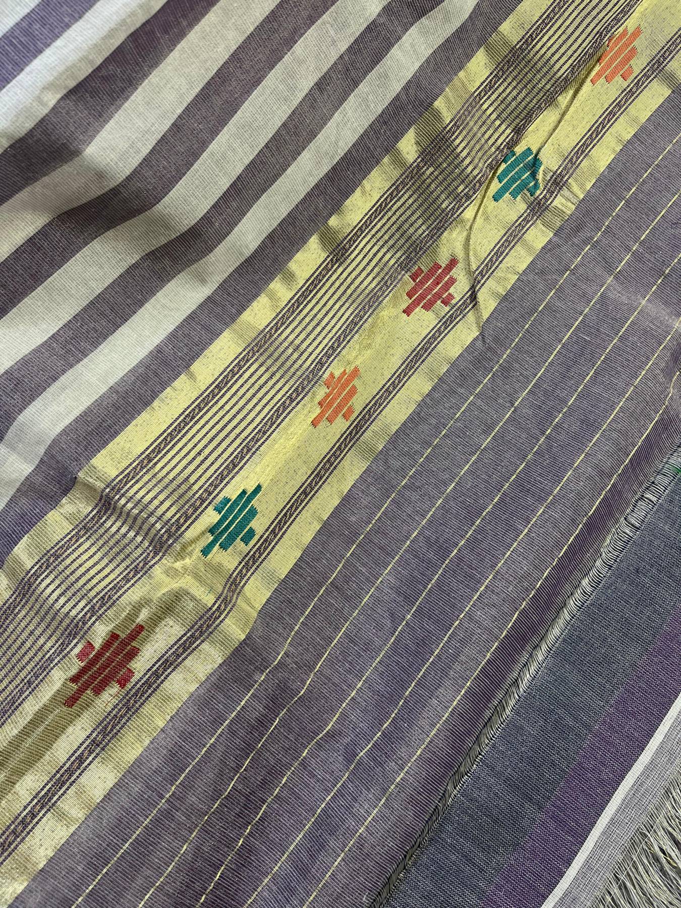 PURPLE COTTON TISSUE PURE HANDLOOM PAITHANI DUPATTA