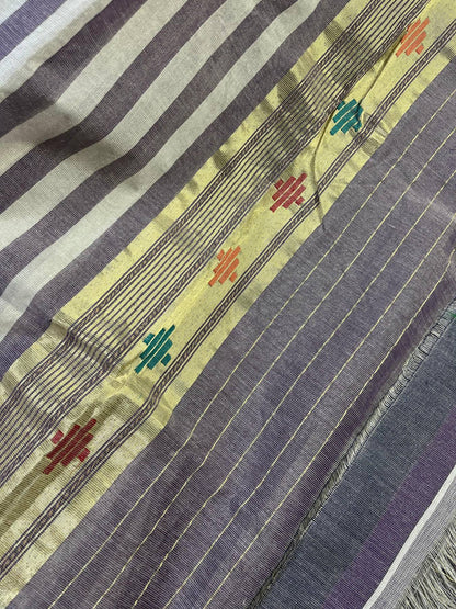 PURPLE COTTON TISSUE PURE HANDLOOM PAITHANI DUPATTA