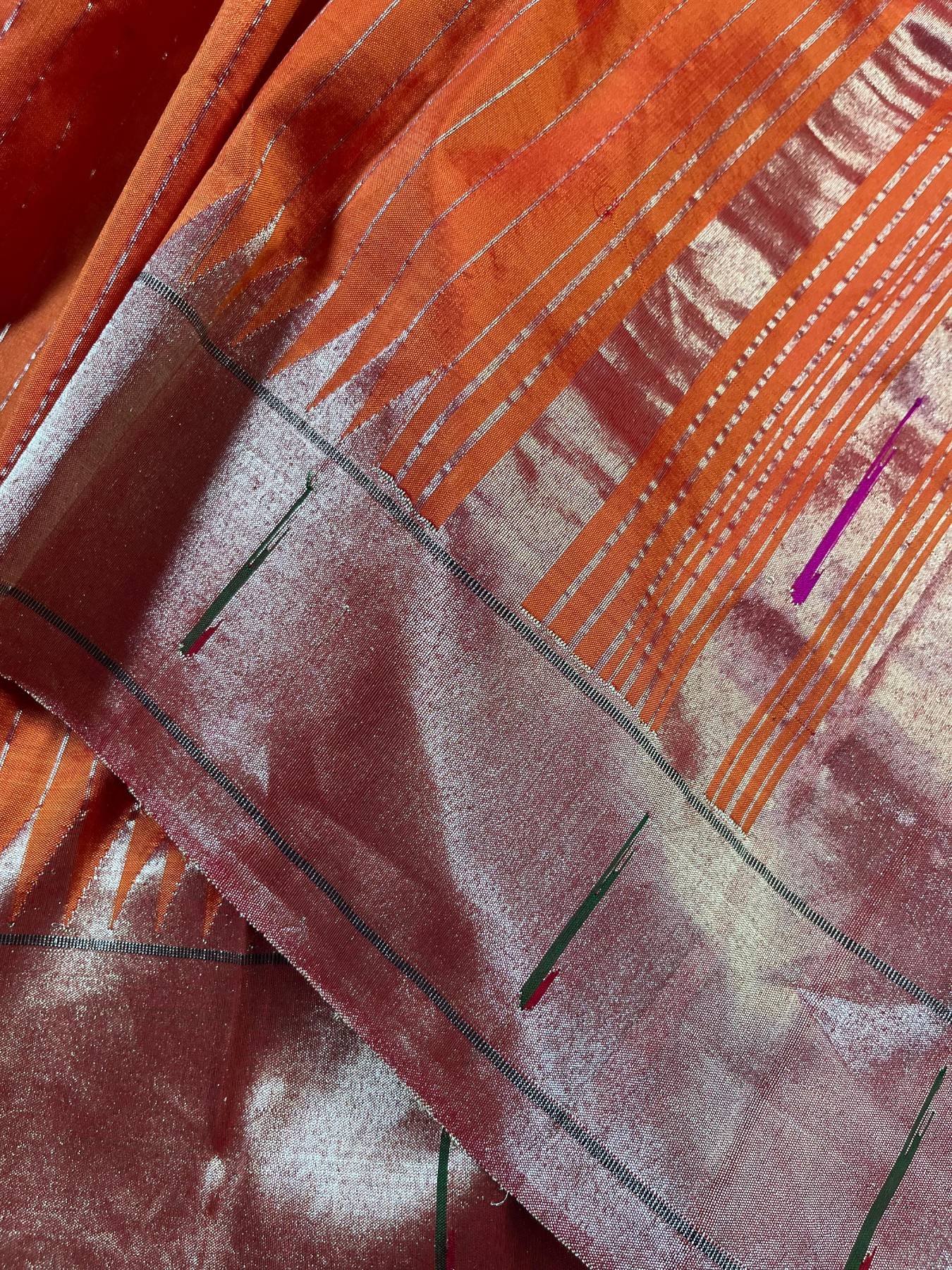 ORANGE SILK PURE HANDLOOM PAITHANI DUPATTA
