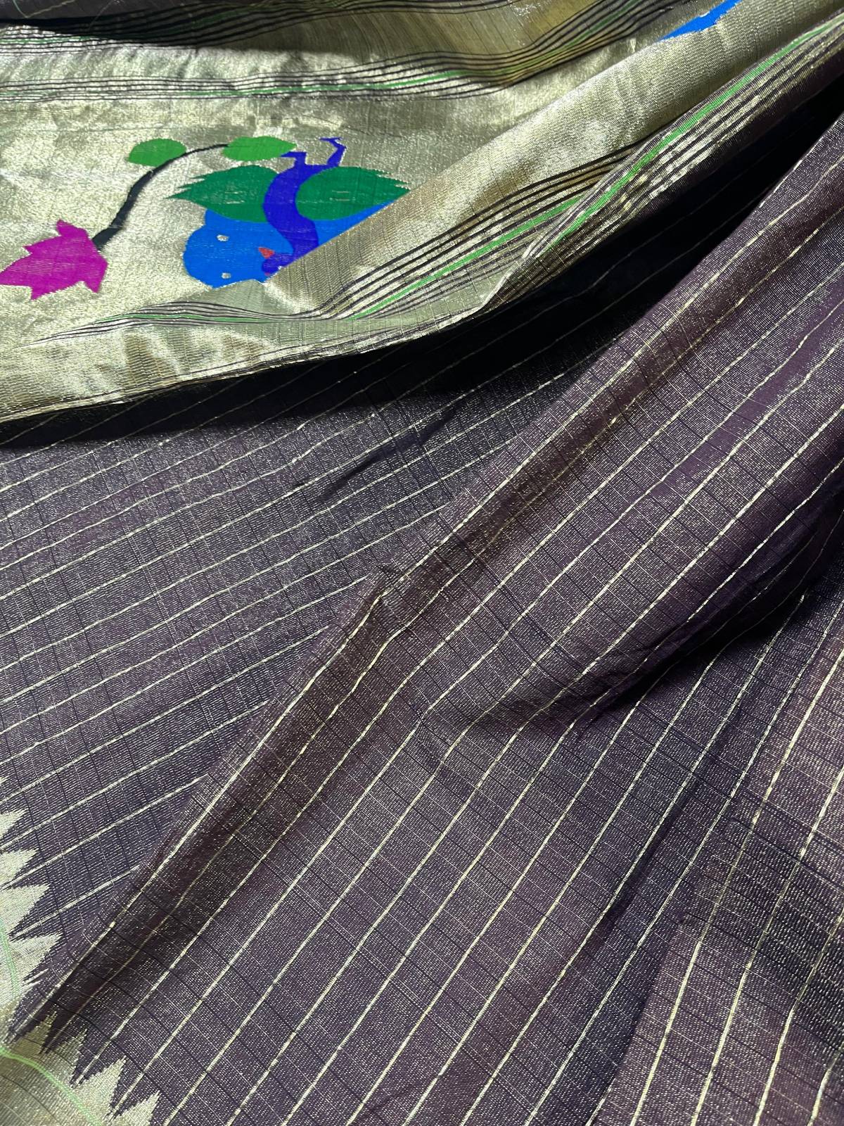 BROWN COTTON TISSUE PURE HANDLOOM PAITHANI DUPATTA