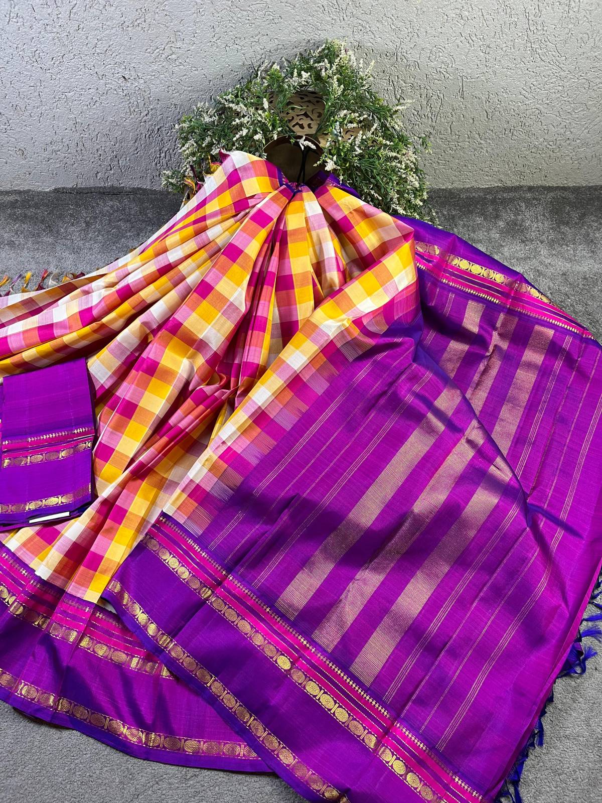 COLOURFUL SILK PURE HANDLOOM KANJIVARAM SAREE