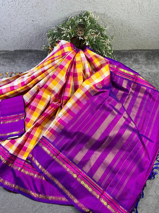 COLOURFUL SILK PURE HANDLOOM KANJIVARAM SAREE