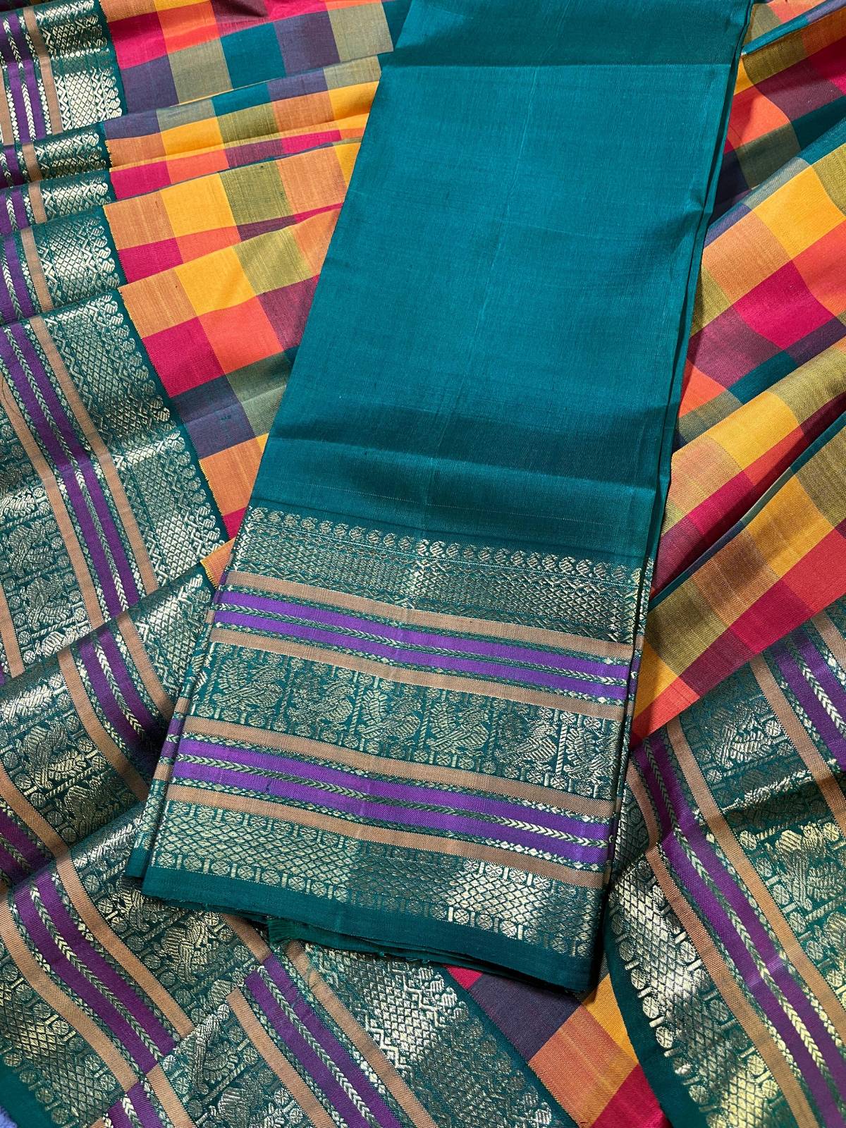 COLOURFULL SILK PURE HANDLOOM KANJIVARAM SAREE