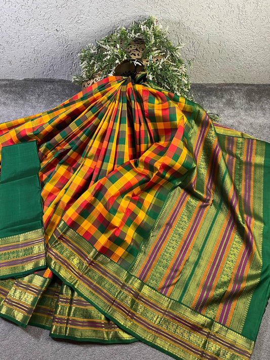 COLOURFULL SILK PURE HANDLOOM KANJIVARAM SAREE