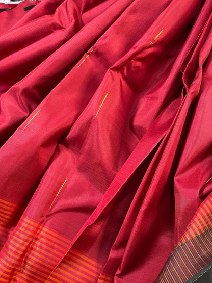 RED SILK PURE HANDLOOM KANJIVARAM SAREE