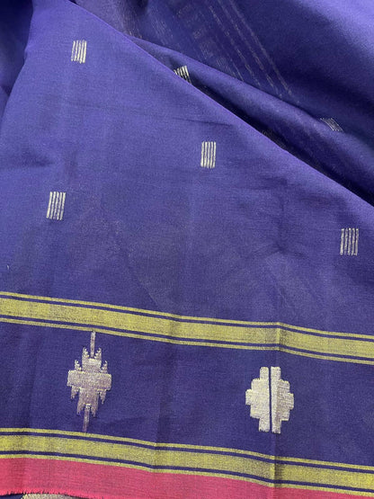 INK BLUE COTTON PURE HANDLOOM PAITHANI SAREE