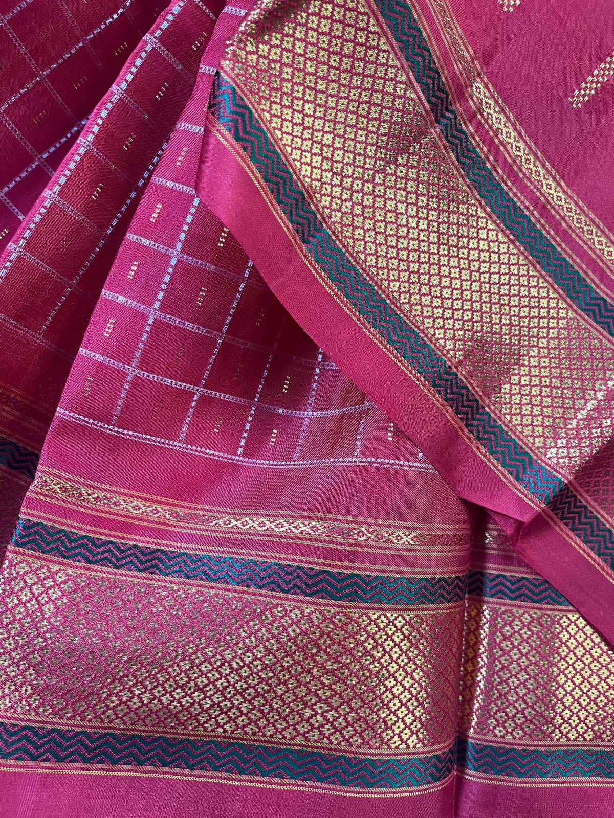 RED PINK SILK PURE HANDLOOM KANJIVARAM SAREE