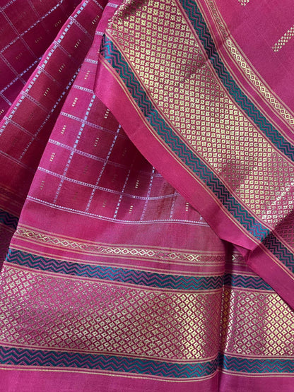 RED PINK SILK PURE HANDLOOM KANJIVARAM SAREE
