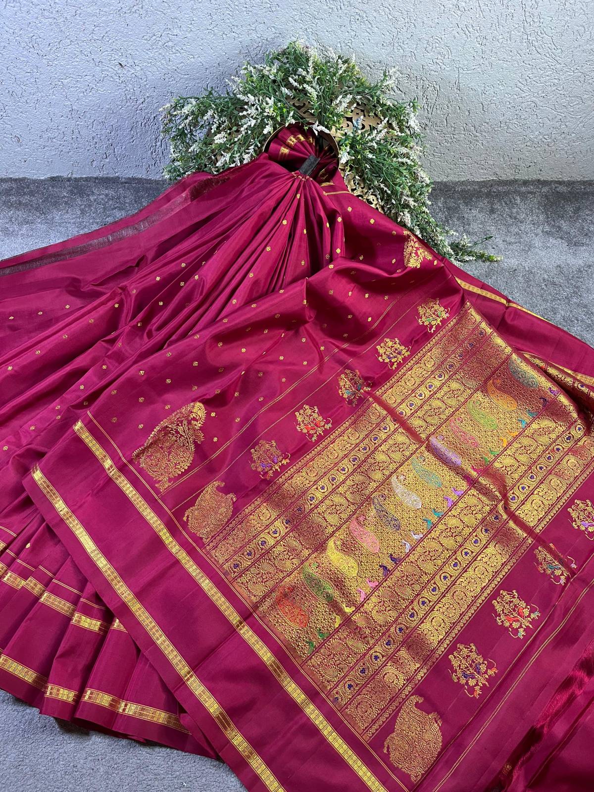 MAGENTA SILK PURE HANDLOOM KANJIVARAM SAREE