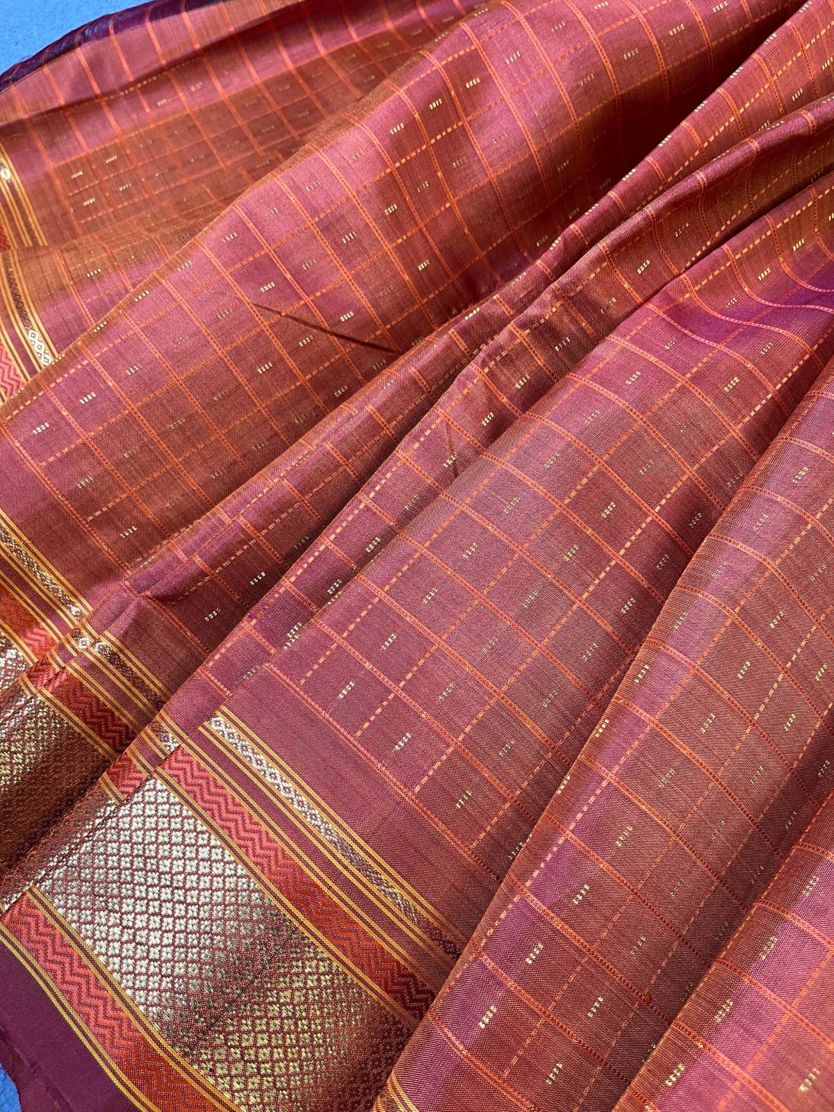 ORANGE SILK PURE HANDLOOM KANJIVARAM SAREE