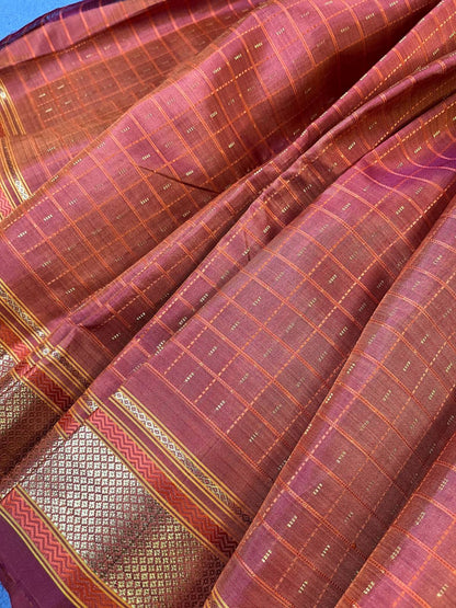 ORANGE SILK PURE HANDLOOM KANJIVARAM SAREE