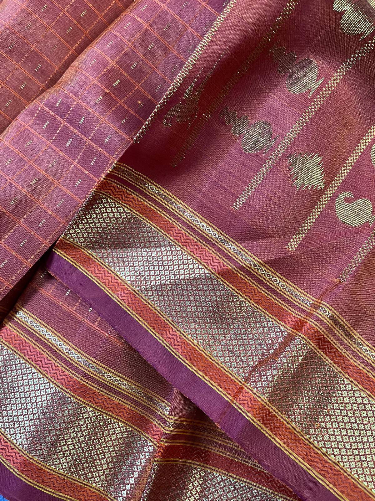 ORANGE SILK PURE HANDLOOM KANJIVARAM SAREE