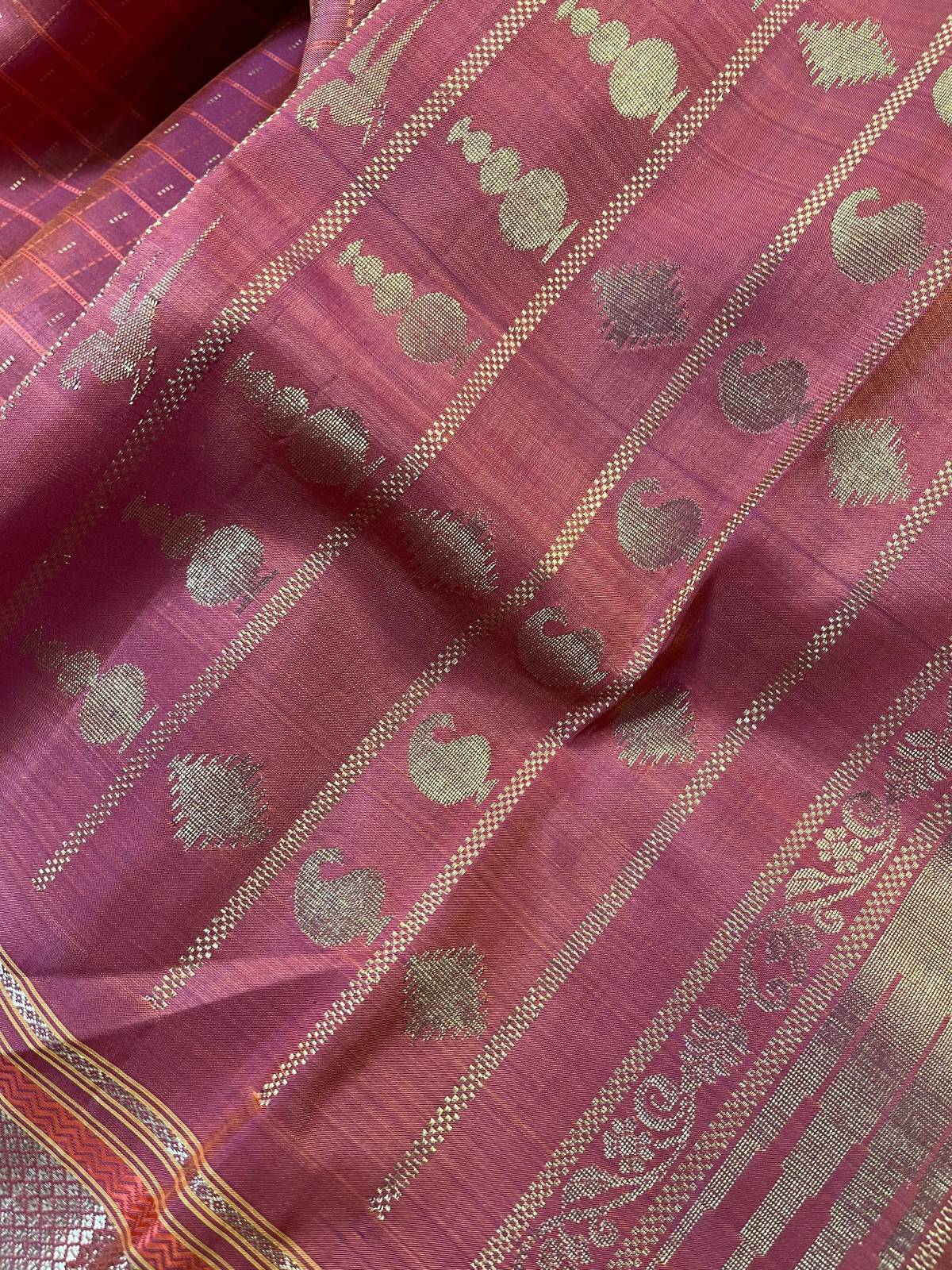 ORANGE SILK PURE HANDLOOM KANJIVARAM SAREE
