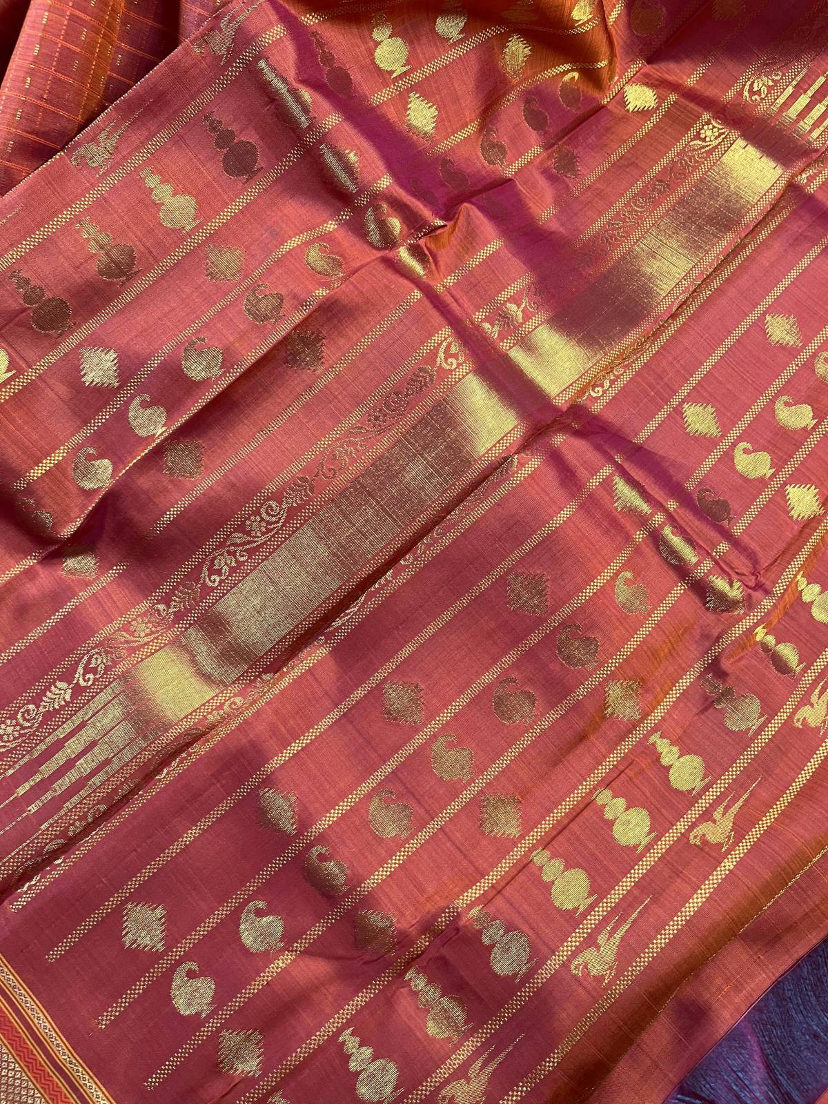 ORANGE SILK PURE HANDLOOM KANJIVARAM SAREE