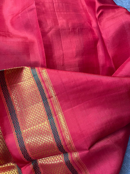 RED PINK SILK PURE HANDLOOM KANJIVARAM SAREE