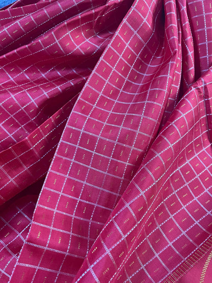 RED PINK SILK PURE HANDLOOM KANJIVARAM SAREE