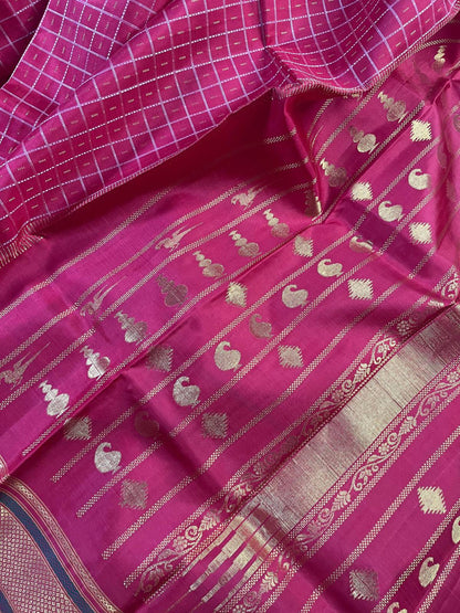 RED PINK SILK PURE HANDLOOM KANJIVARAM SAREE
