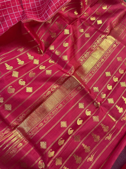 RED PINK SILK PURE HANDLOOM KANJIVARAM SAREE