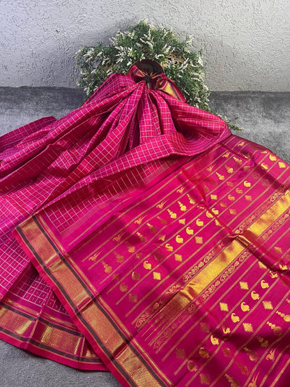PINK SILK PURE HANDLOOM KANJIVARAM SAREE