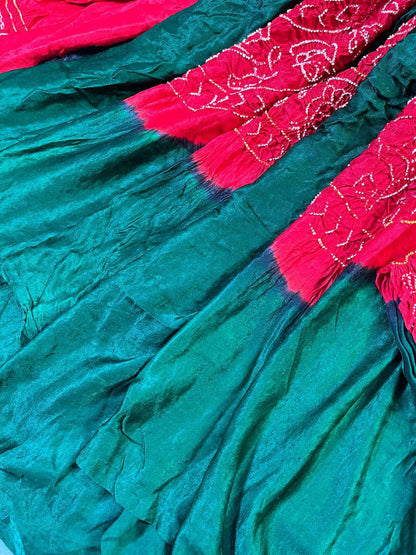 GREEN GAJJI SILK PURE HANDLOOM BHANDEJ SAREE