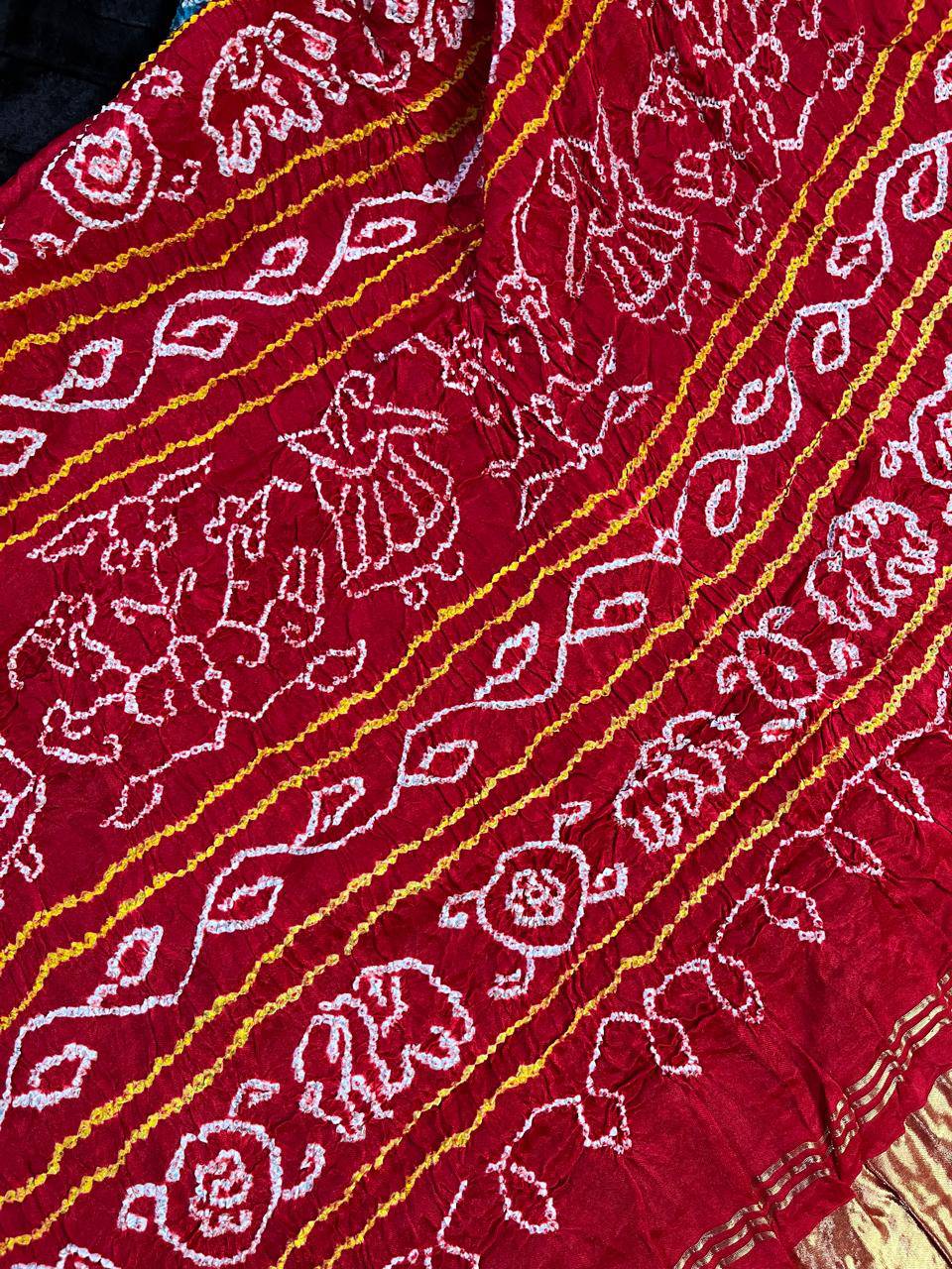 BLACK GAJJI SILK PURE HANDLOOM BANDHEJ SAREE